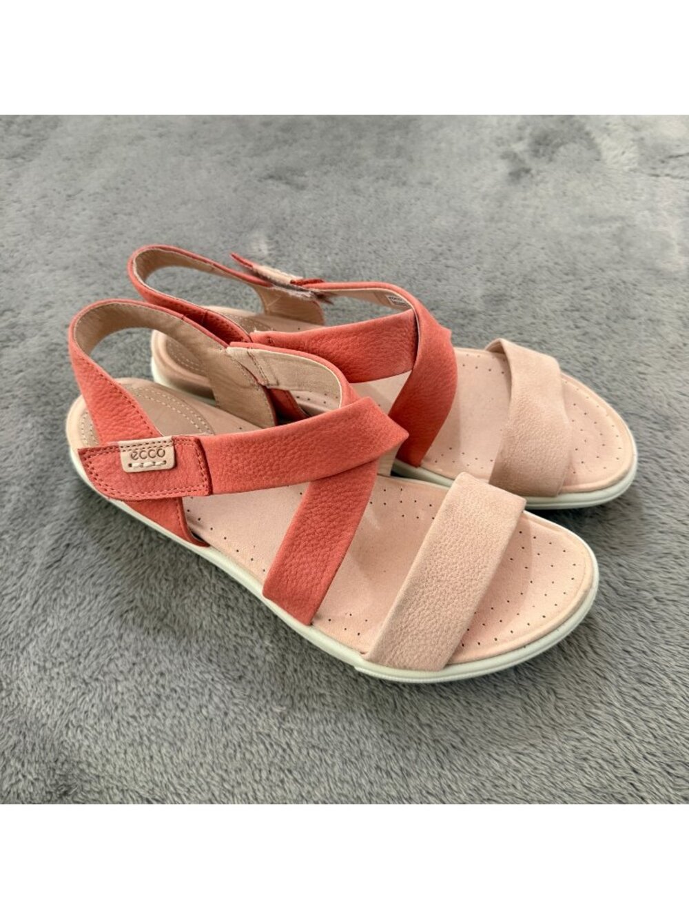 Ecco Damara Criss Cross Sandals Comfort Shoes Womens Size 7 Coral Pink